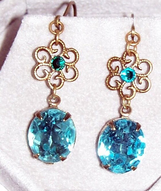 Dainty Blue Czech Earrings