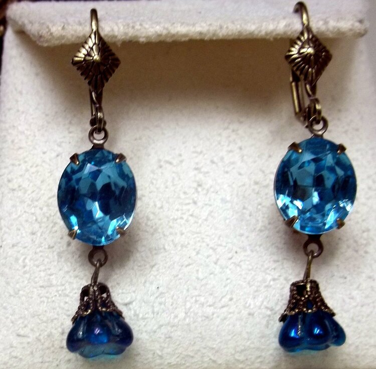 Antique Czech Blue Earrings