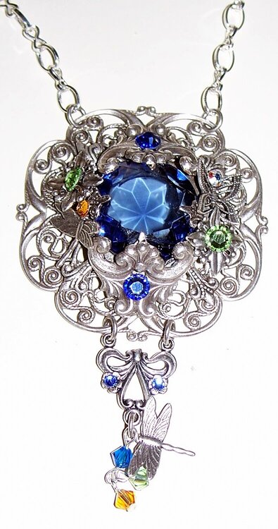 Victorian Necklace with Gorgeous Blue Czech Stone