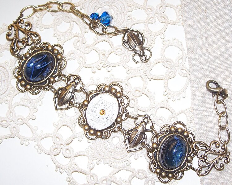 Steampunk Blue Montana Stones and beetles