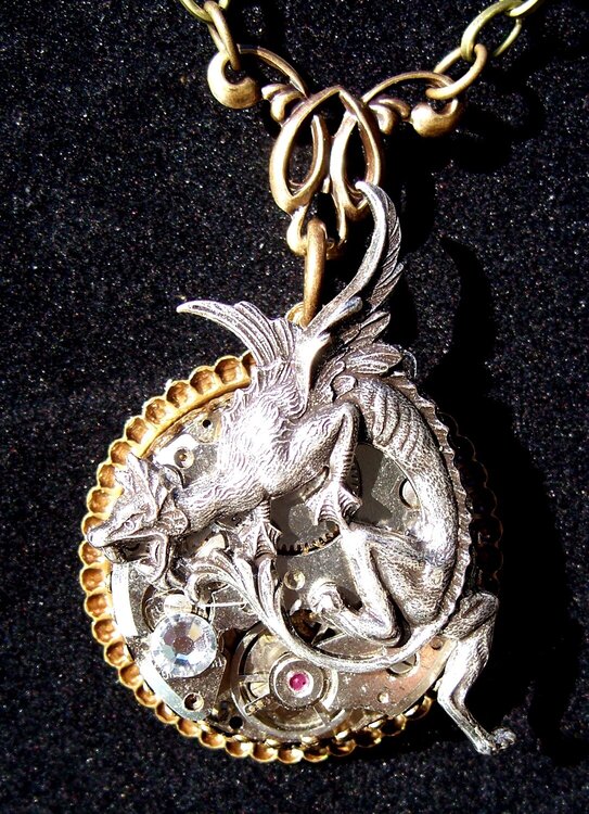 Steampunk Solid Brass Dragon Necklace