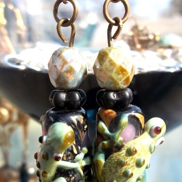 Lampwork Frog Earrings