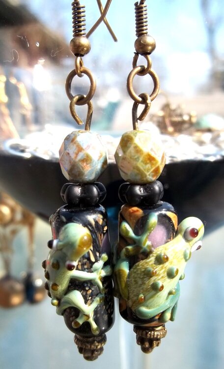 Lampwork Frog Earrings