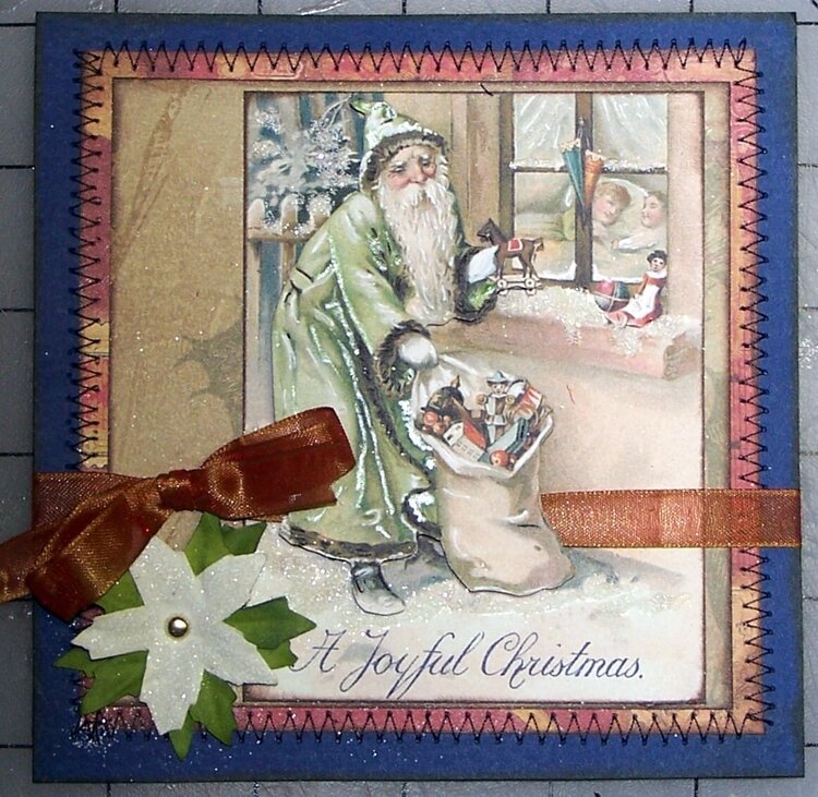 3D Christmas Card Vintage Santa