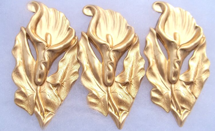 Brass Lily Stampings for Altered Art, Cards, Scrapbooking