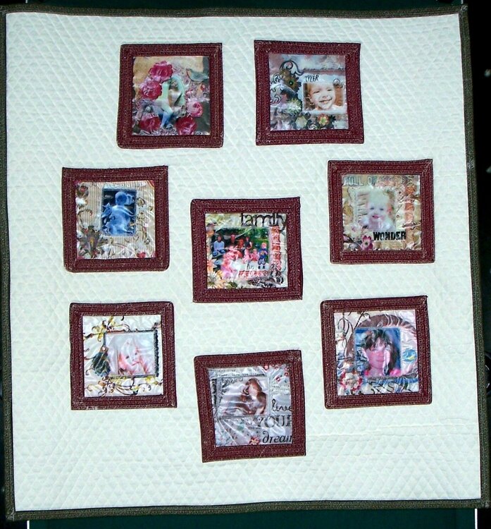 Handmade Quilt with Scrapbook pages imprinted