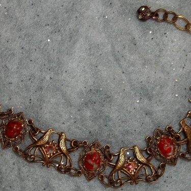 Red Cabochon and swarovski Bracelet