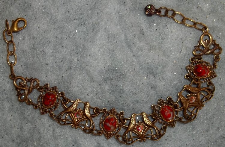 Red Cabochon and swarovski Bracelet