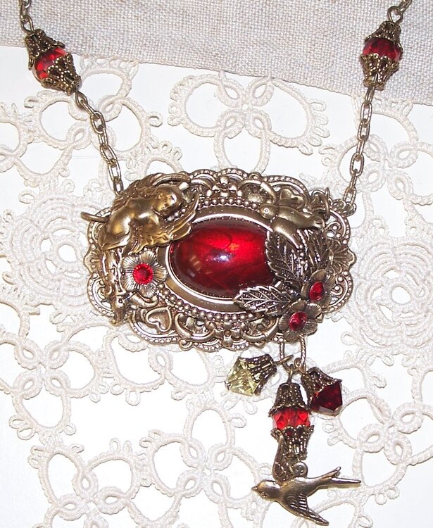 Victorian Nostaligic Valentine Red Necklace