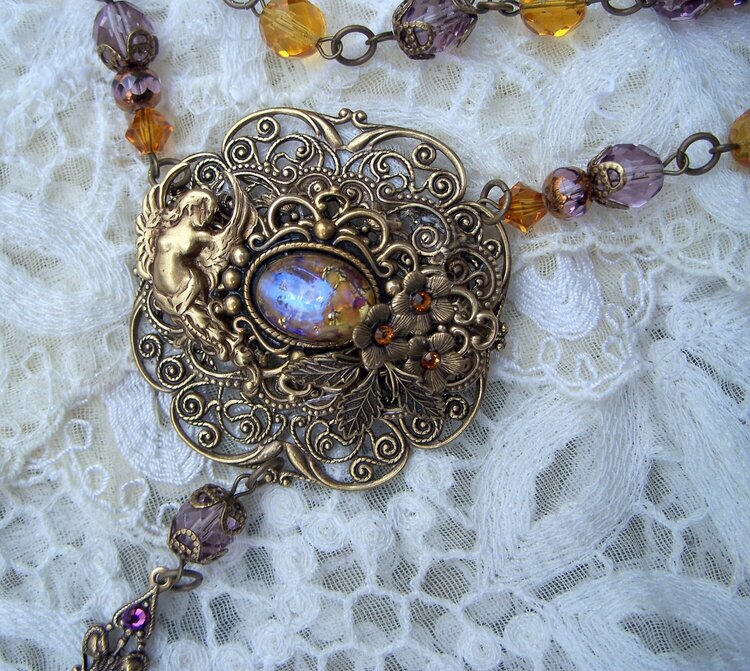 Victorian Opal, topaz and amethyst necklace