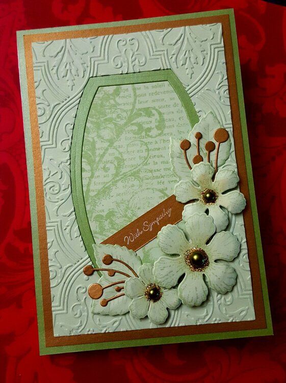 Green and gold sympathy card