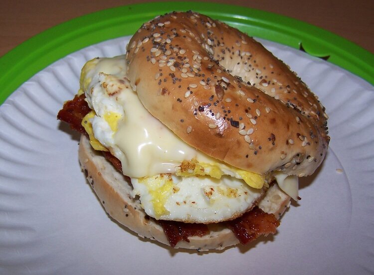 bacon, egg and cheese everything bagel
