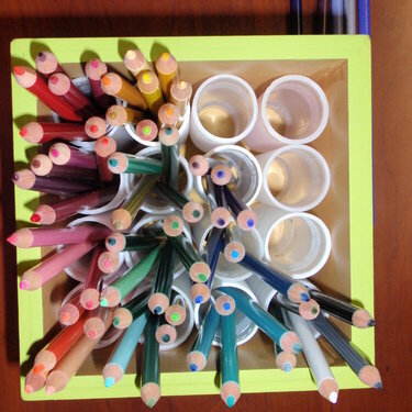 Top view of color pencil box.