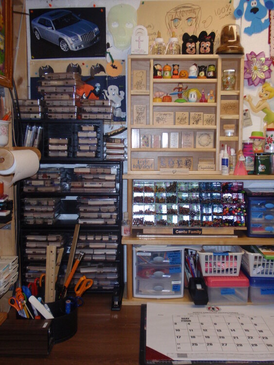 My re-organized  rubber stamp room.