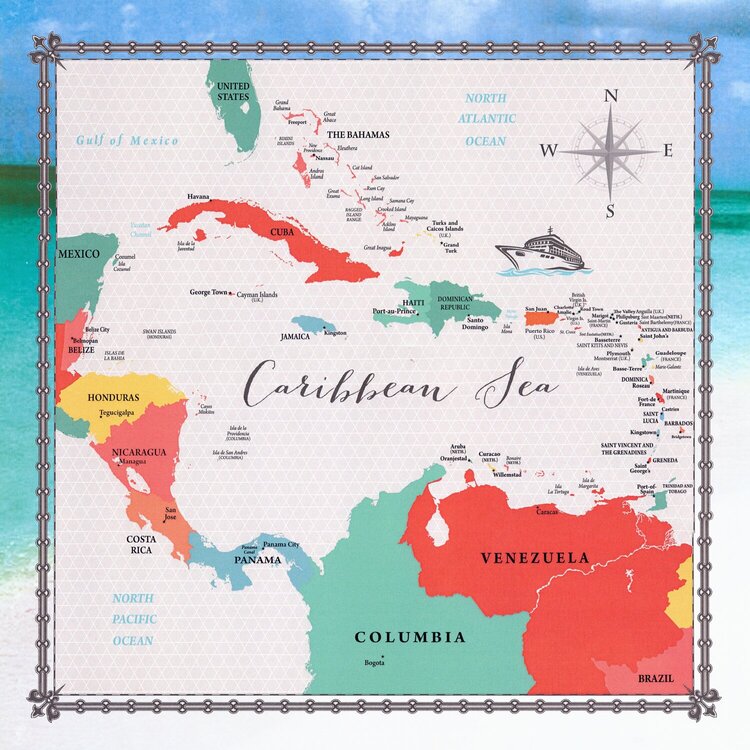 144 - Islands in the Sun - Map of Caribbean Islands