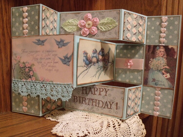 Tri-fold card in aqua