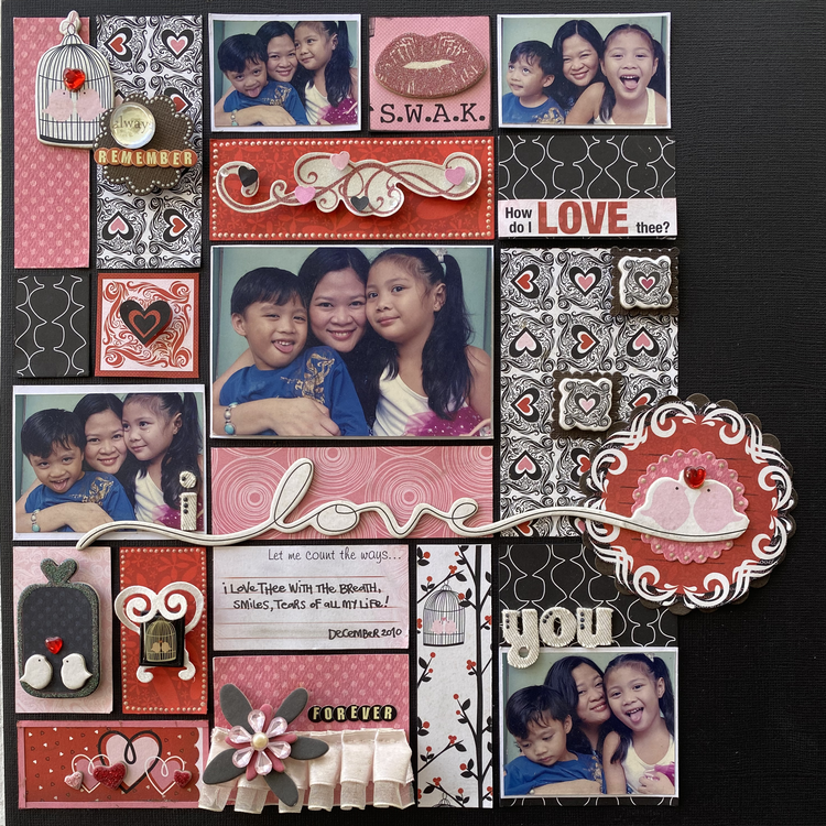 I love You (Altered Tray converted into Layout):  **Bo Bunny**