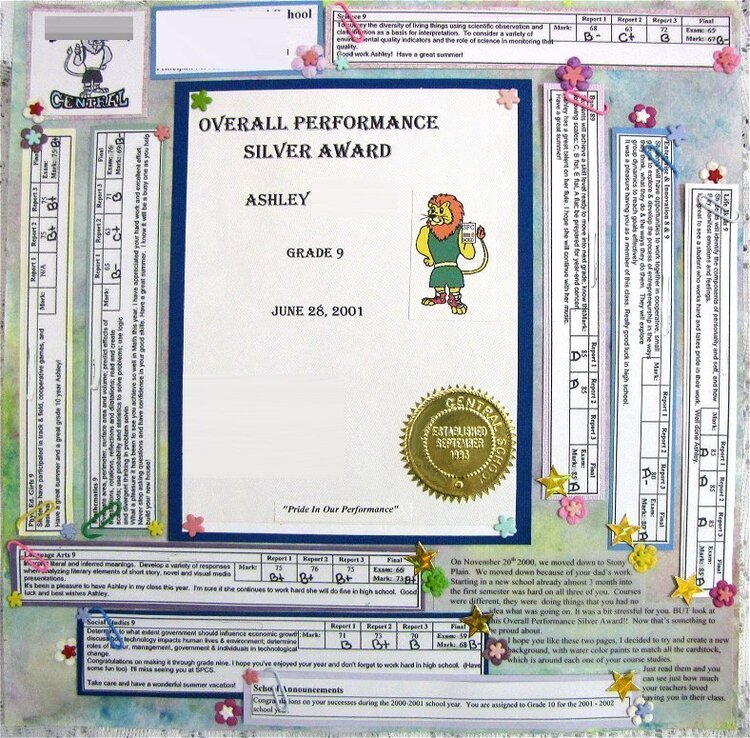 Displaying a report card