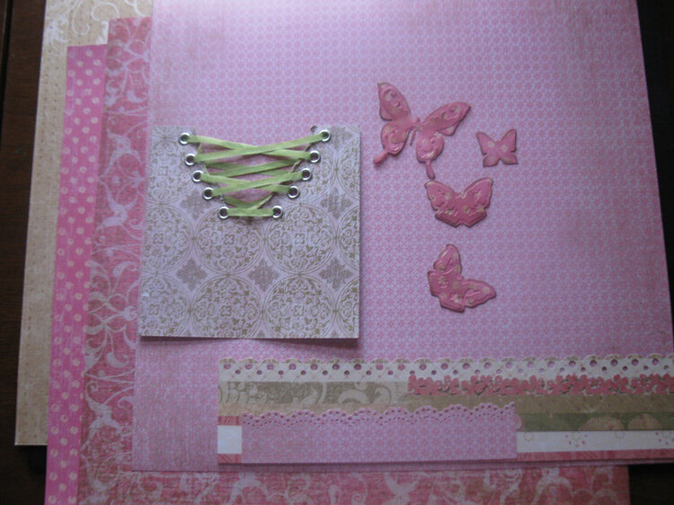 pink, green, brown butterfly gathering