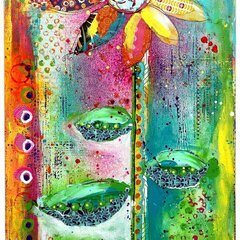 Mixed Media Flower Canvas