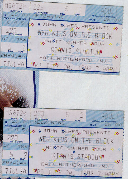 NKOTB Tickets July 20, 1990 from scrapbook I made