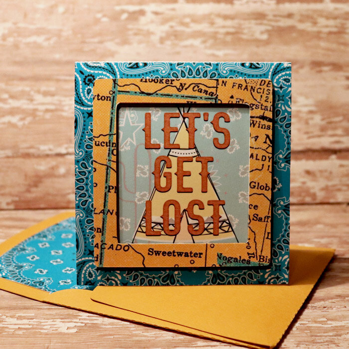 Let&#039;s Get Lost card with matching envie
