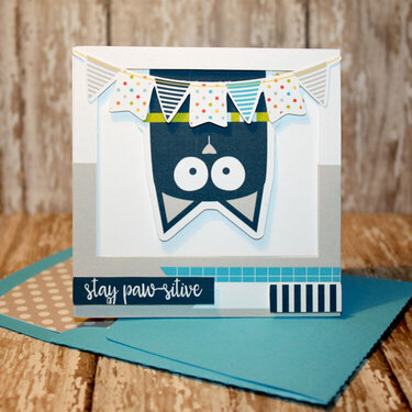 Stay Pawsitive card and matching envie