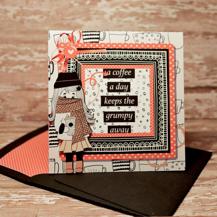 A Coffee a Day card with matching envie