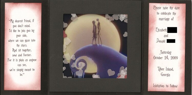 Final version of Nightmare Before Christmas save the date card (inside)