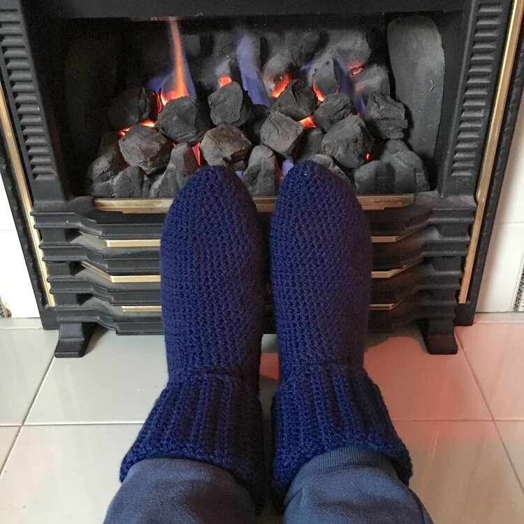 Crocheted slipper socks
