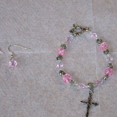 Pink braclet and earrings