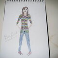 colorful striped sweater w/ skinny jeans