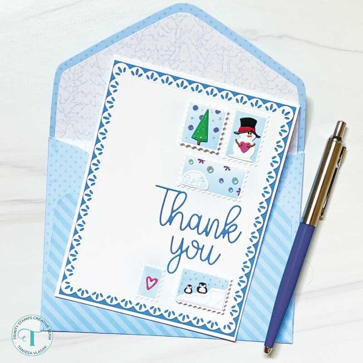 Winter Thank you Card &amp; Envelope from one die set