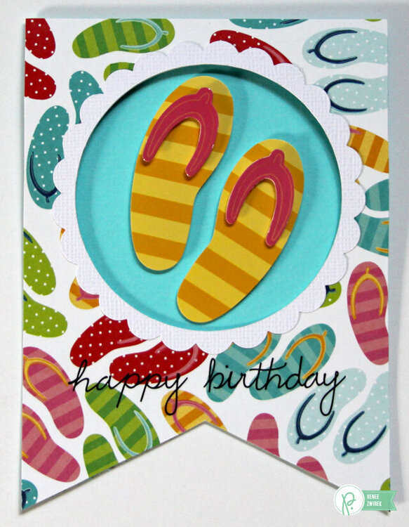 Flip Flops Banner Shaped Birthday Card *Pebbles*