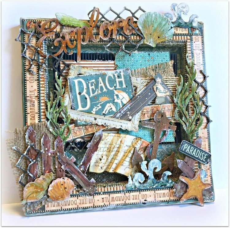 Beach mixed media canvas