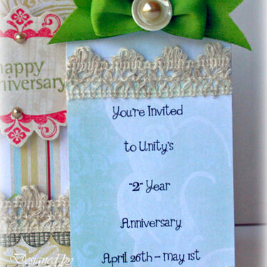 Happy Anniversary - Invitation w/tag pulled out