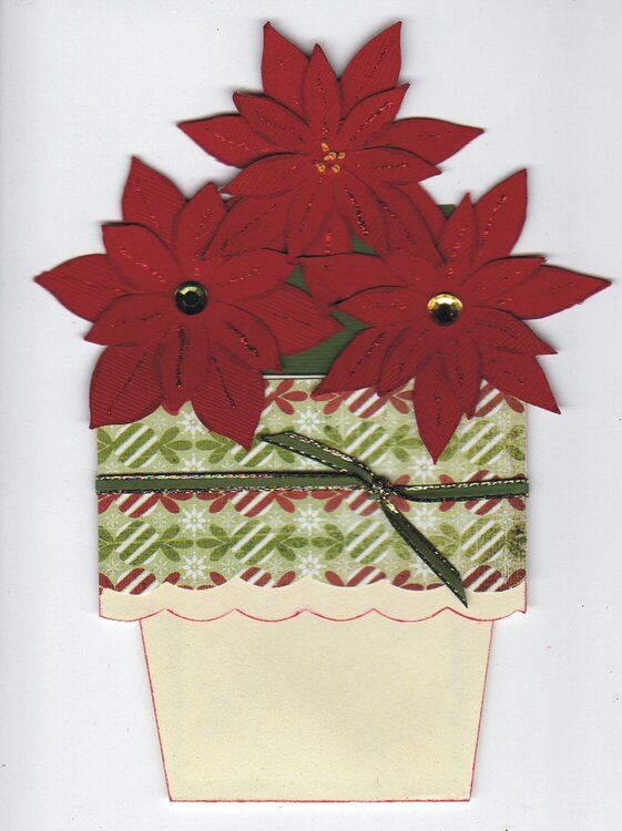 Poinsettia flower pot card