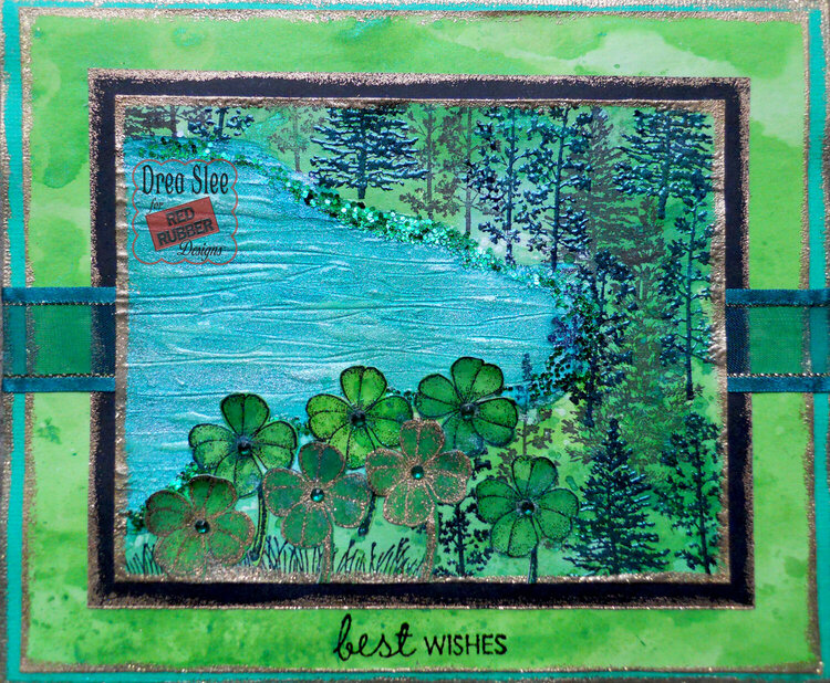 Green Best Wishes Card ~ Red Rubber Designs DT