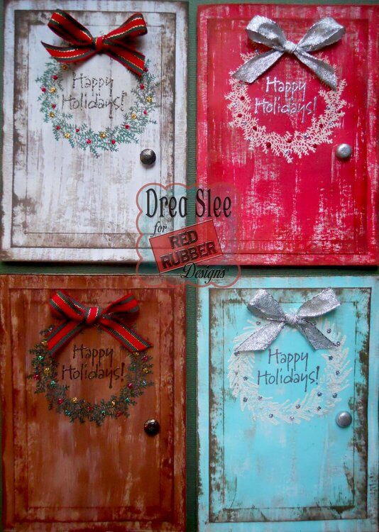 Holiday Wreath Card Set ~ Red Rubber Designs DT
