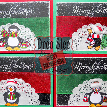 Penguin Christmas Card Set ~ Red Rubber Designs DT