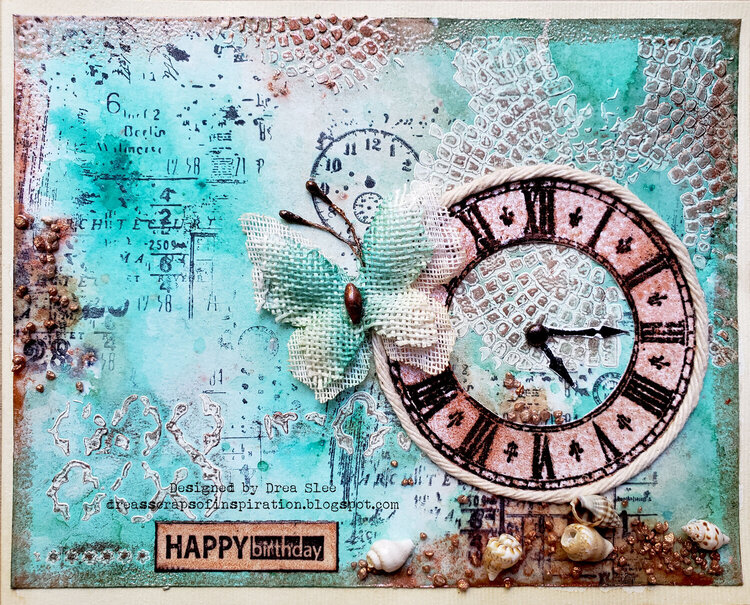 Teal and Copper Birthday Card