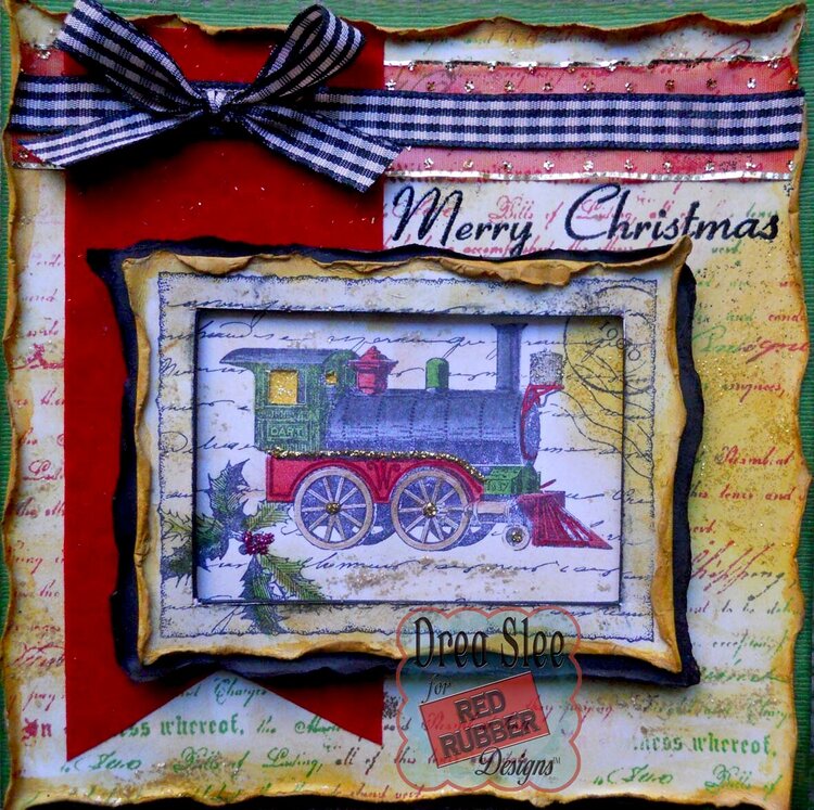 Train Collage Christmas Card ~ Red Rubber Designs DT