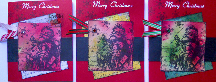 Vintage Santa Card Set ~ Red Rubber Designs DT