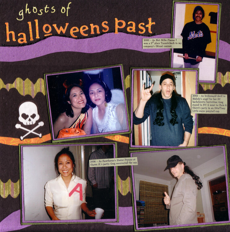 Ghosts of Halloweens Past (left side) - SHCG &quot;Halloween LO Without Halloween-Themed Supplies&quot; Challenge