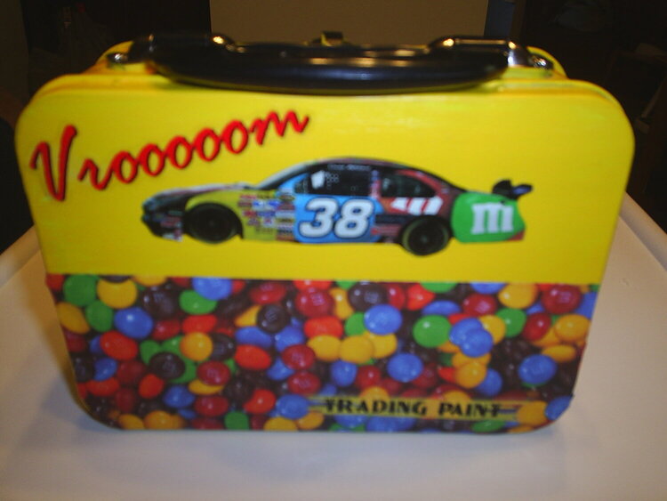 altered small tin for swap - nascar m &amp; M