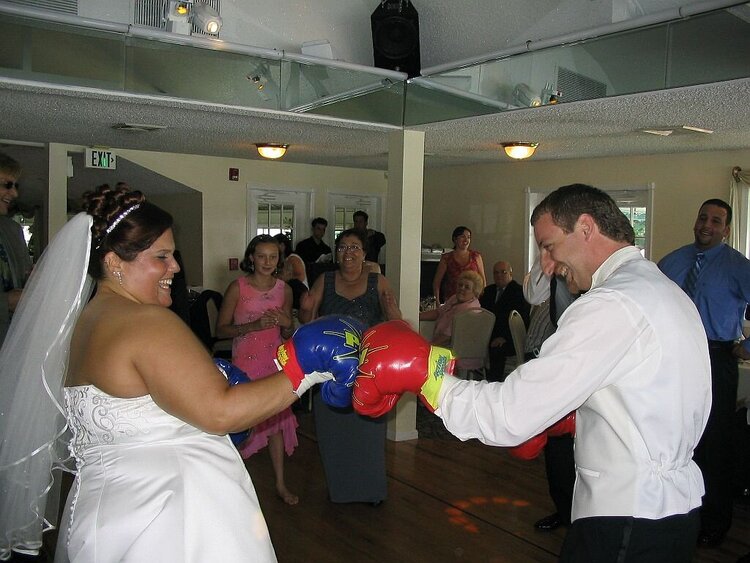 Me and DH Boxing on our wedding day
