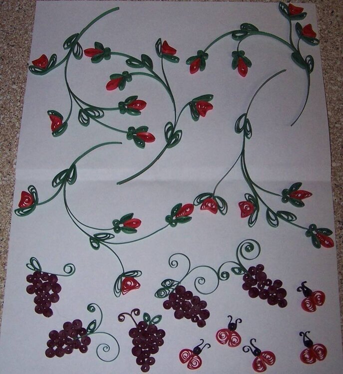Quilled Flowers, Grapes and Ladybugs