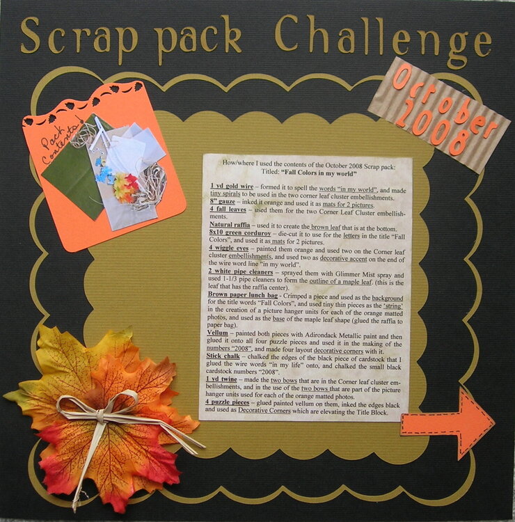 Oct. Scrap pack &#039;How I Used the Pack&#039; page