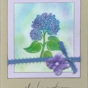 hydrangea card - thinking of you