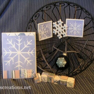 Snowflake Set (Wood Ornaments and Sign)